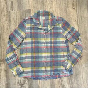 Madewell 100% Cotton Colorful Pastel Plaid Long Sleeve Button Down Shirt Size M